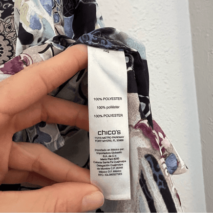 Chicos Mystic Mix Geneva BoHo Silky Shirt Blouse Button Down Paisley Size Small