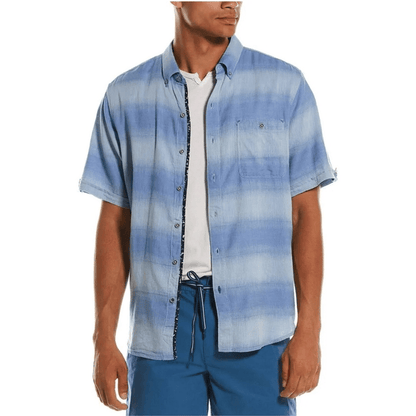 Tommy Bahama Ocean Fade Camp Shirt Button Down Size 2XLB Short Sleeve Blue