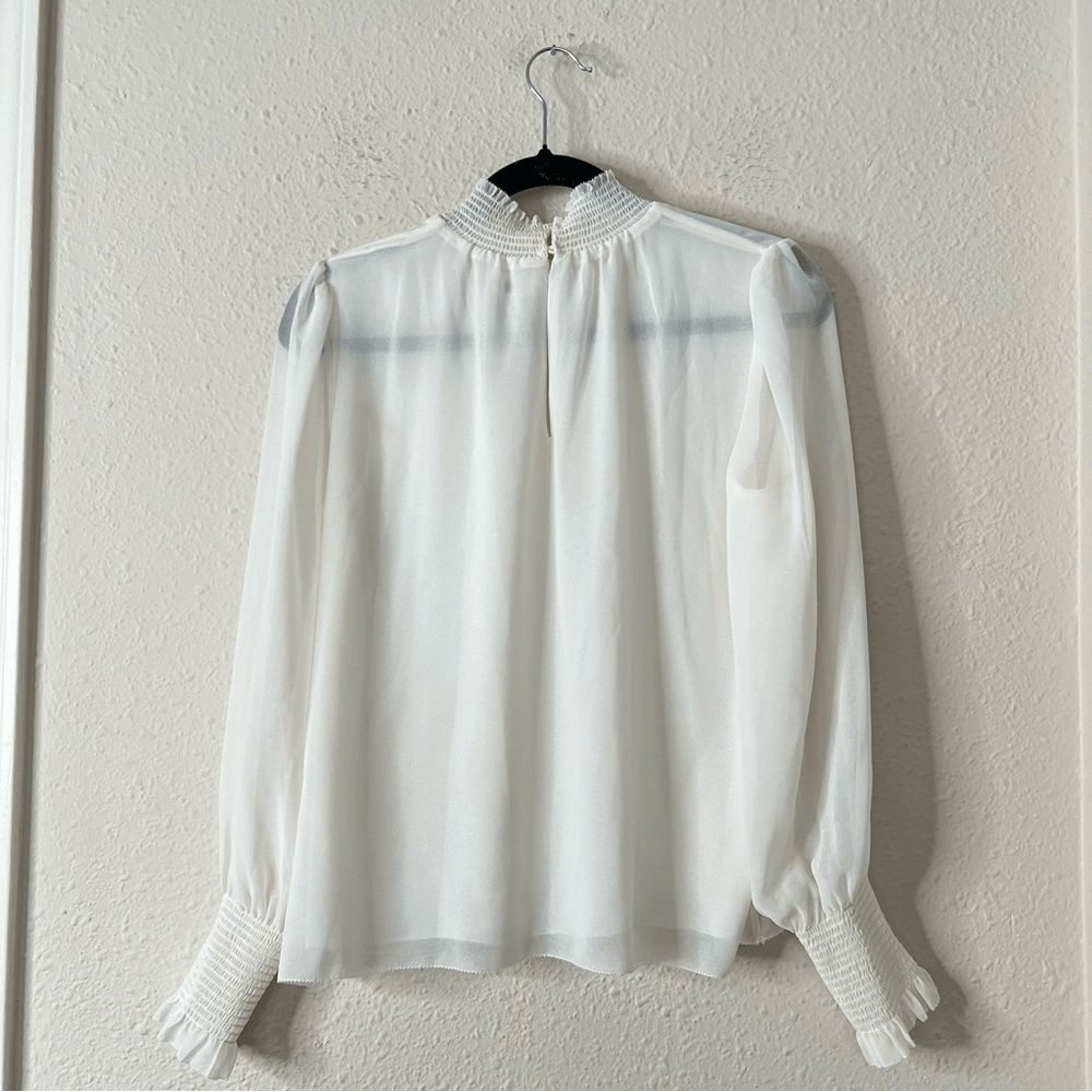 Aritzia Wilfred Valencia Blouse in White Size S Long Sleeve Chiffon