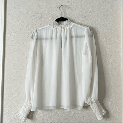 Aritzia Wilfred Valencia Blouse in White Size S Long Sleeve Chiffon