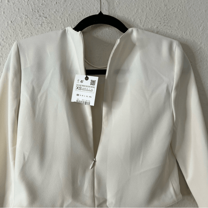 ZARA Long Sleeve Cropped Blouse Top NEW Size XS in Ivory
