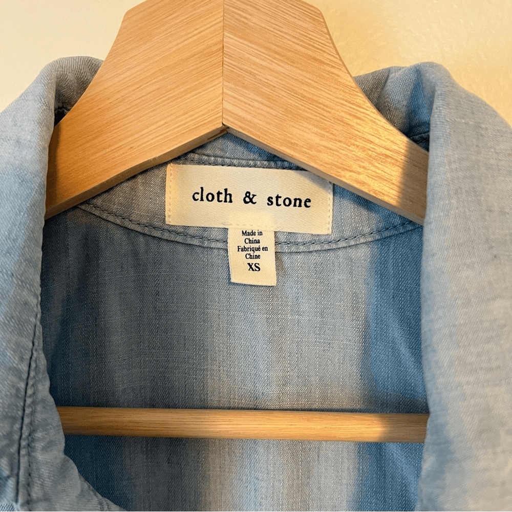 Cloth & Stone Sleeveless Chambray Blue Dress Size XS 100% Lyocell Tencel