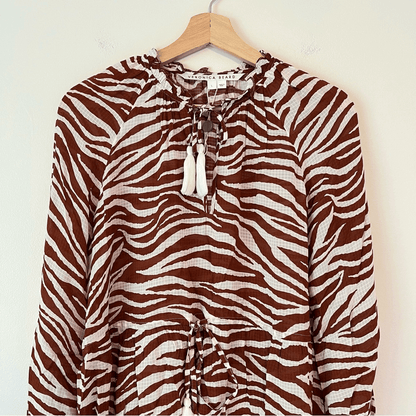 Veronica Beard Danica Cover Up Dress Size Large Animal Print Long Sleeve