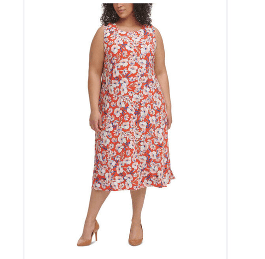 NEW Tommy Hilfiger Floral Midi Shift Dress Plus Size 18