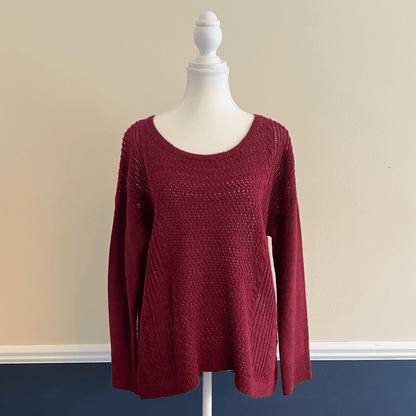 Eileen Fisher Alpaca Wool Blend High Low Sweater in Burgundy Size Medium