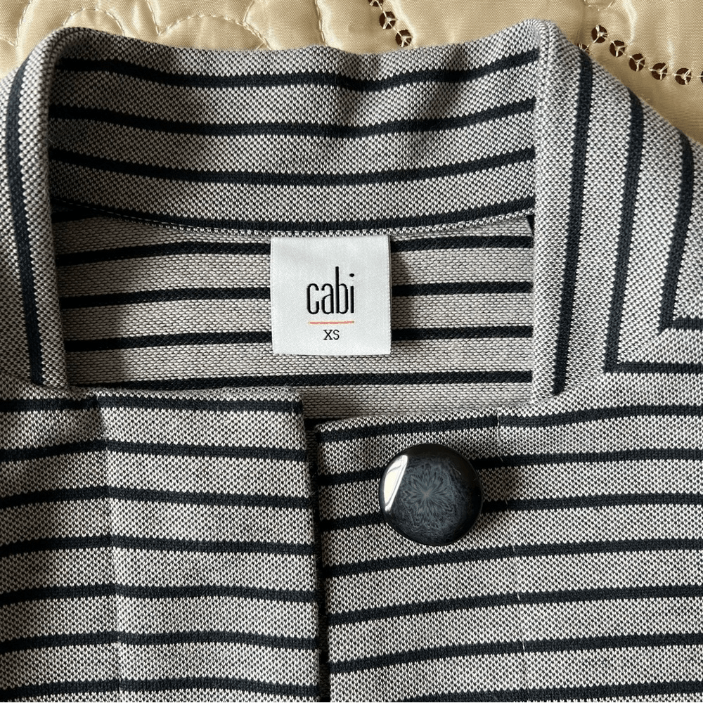 CABI Navy Blue Dappled Stripe Car Coat Size XS