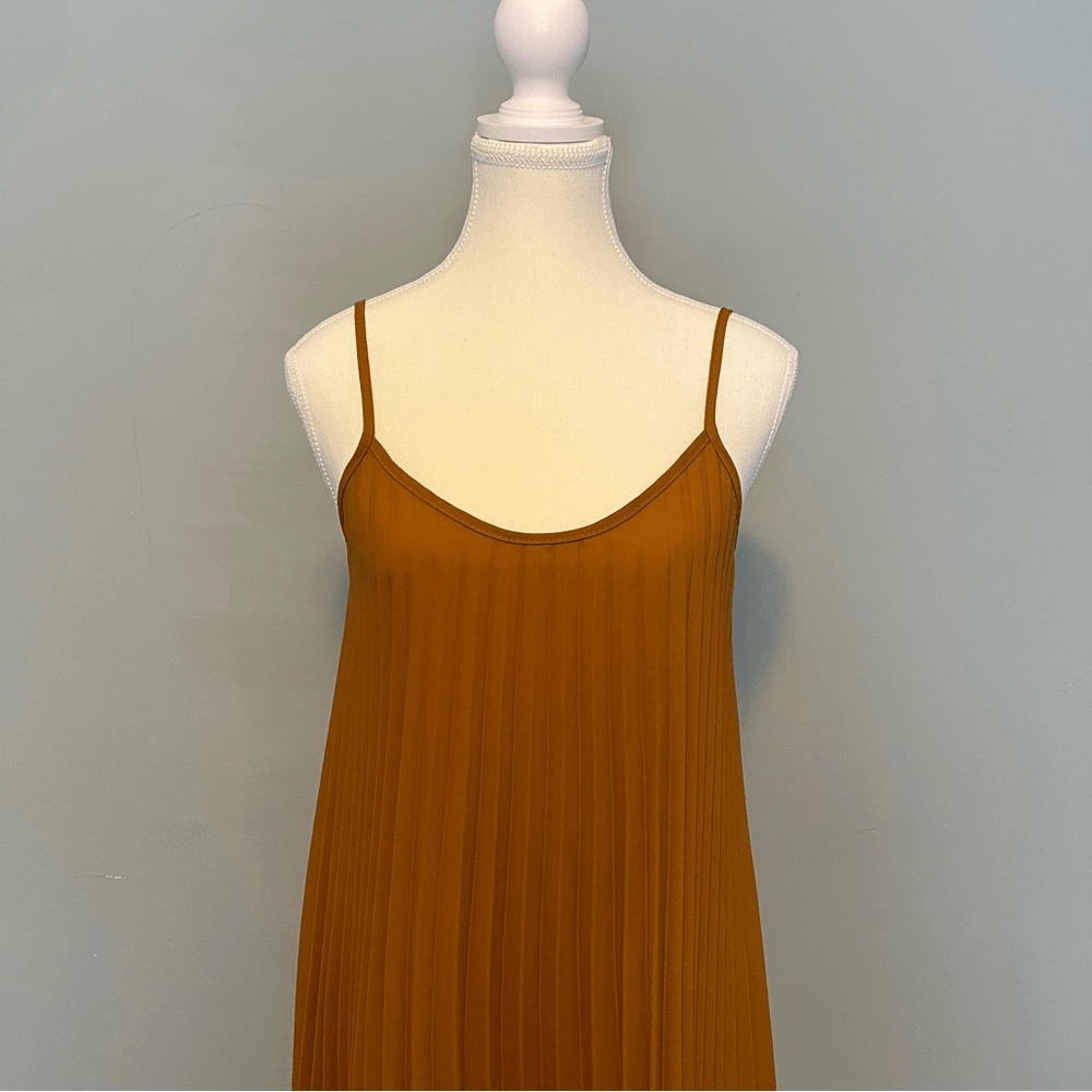 See You Monday Pleated Slip Dress Size Medium in Rust