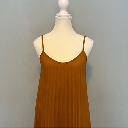 See You Monday Pleated Slip Dress Size Medium in Rust
