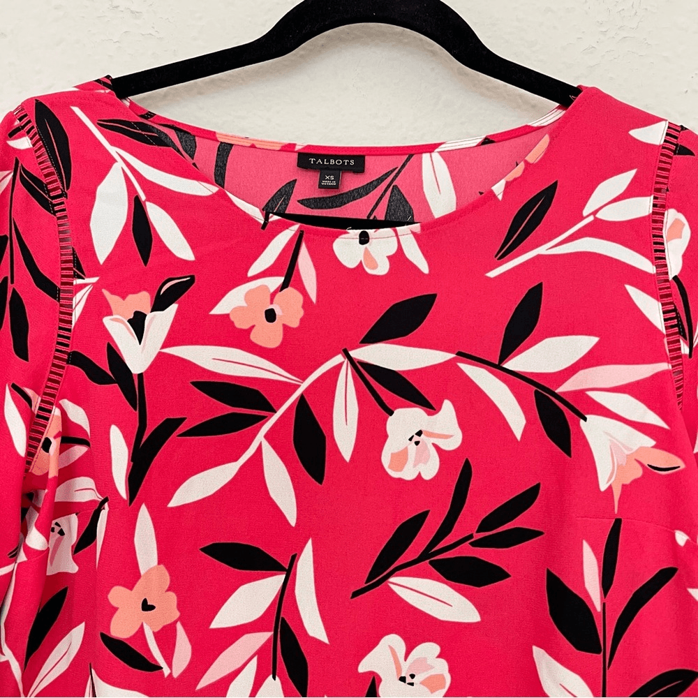 Talbots Pink Floral 3/4 Bell Sleeves Blouse Size XS