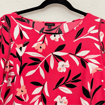 Talbots Pink Floral 3/4 Bell Sleeves Blouse Size XS