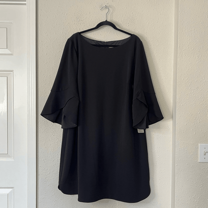 Vince Camuto Black Ruffle Tulip Sleeve Mini Shift Dress NEW Plus Size 20W