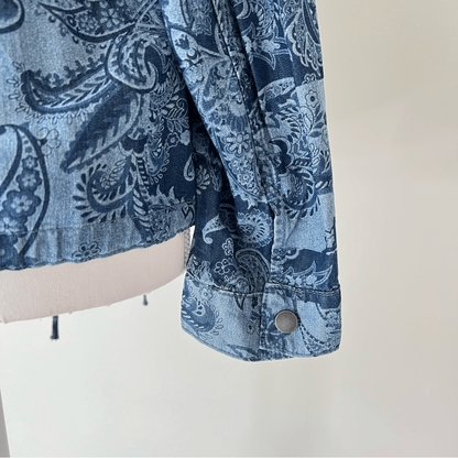 Chico’s Paisley Chambray Utility Jacket Size Small