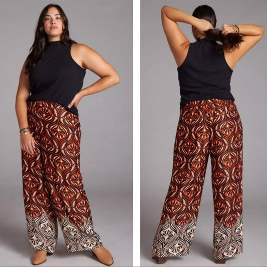 Anthropologie Breezy Printed Straight Pants NEW Size 16