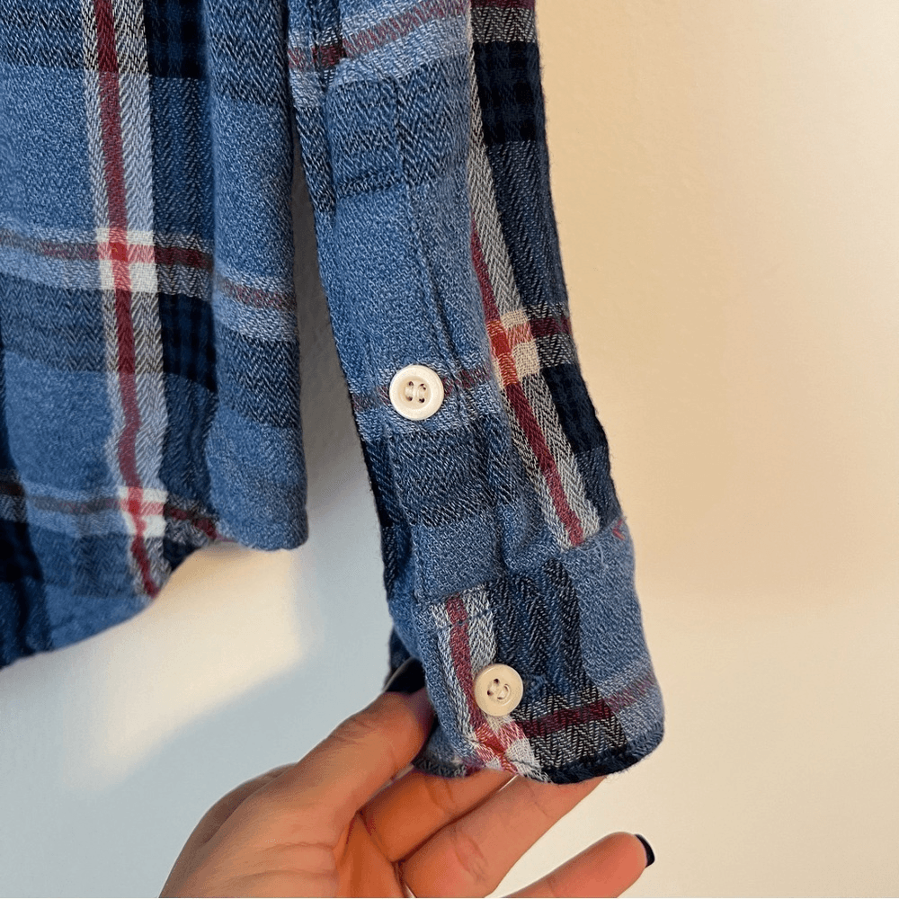 Madewell Flannel Plaid Button Down Shirt Size Small Long Sleeve in Blue