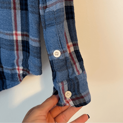 Madewell Flannel Plaid Button Down Shirt Size Small Long Sleeve in Blue