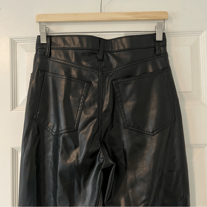 Abercrombie & Fitch 90s Straight Ultra High Rise Vegan Leather Pants Black 28/6L