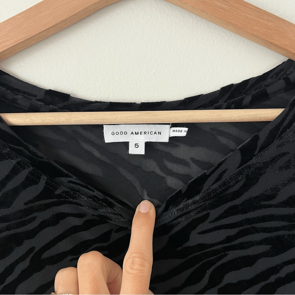 Good American Burnout Zebra Mesh Velvety Bodysuit NEW Size XXL Animal Print