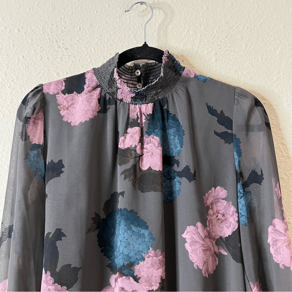 Aritzia Wilfred Valencia Long Sleeve Floral Chiffon Blouse Size Small
