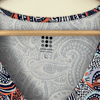 Title Nine Daring Floral Paisley Dress Purple Orange Size Large Knee Length