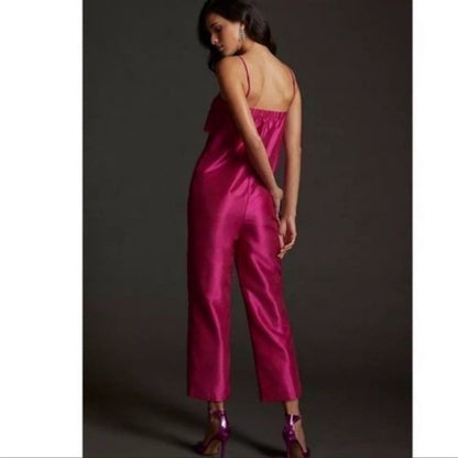 Anthropologie Hutch Satin Bow-Tie Jumpsuit NEW Size Medium
