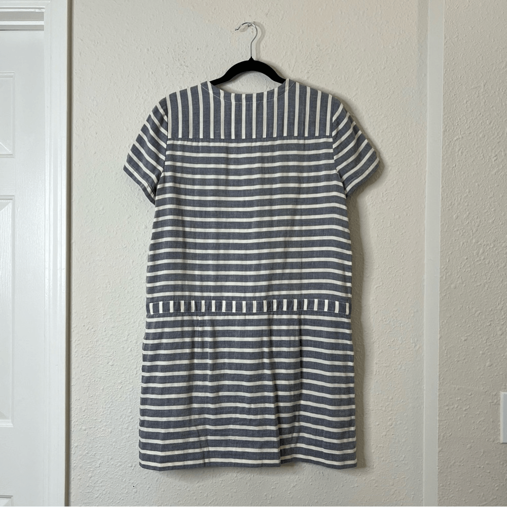 J. Crew Striped Short Sleeve Chambray Mini Dress Size 10