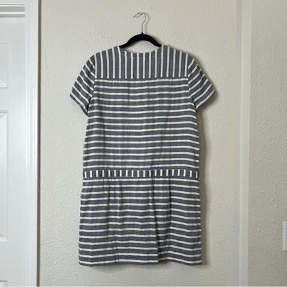 J. Crew Striped Short Sleeve Chambray Mini Dress Size 10
