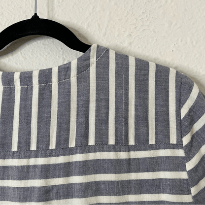 J. Crew Striped Short Sleeve Chambray Mini Dress Size 10