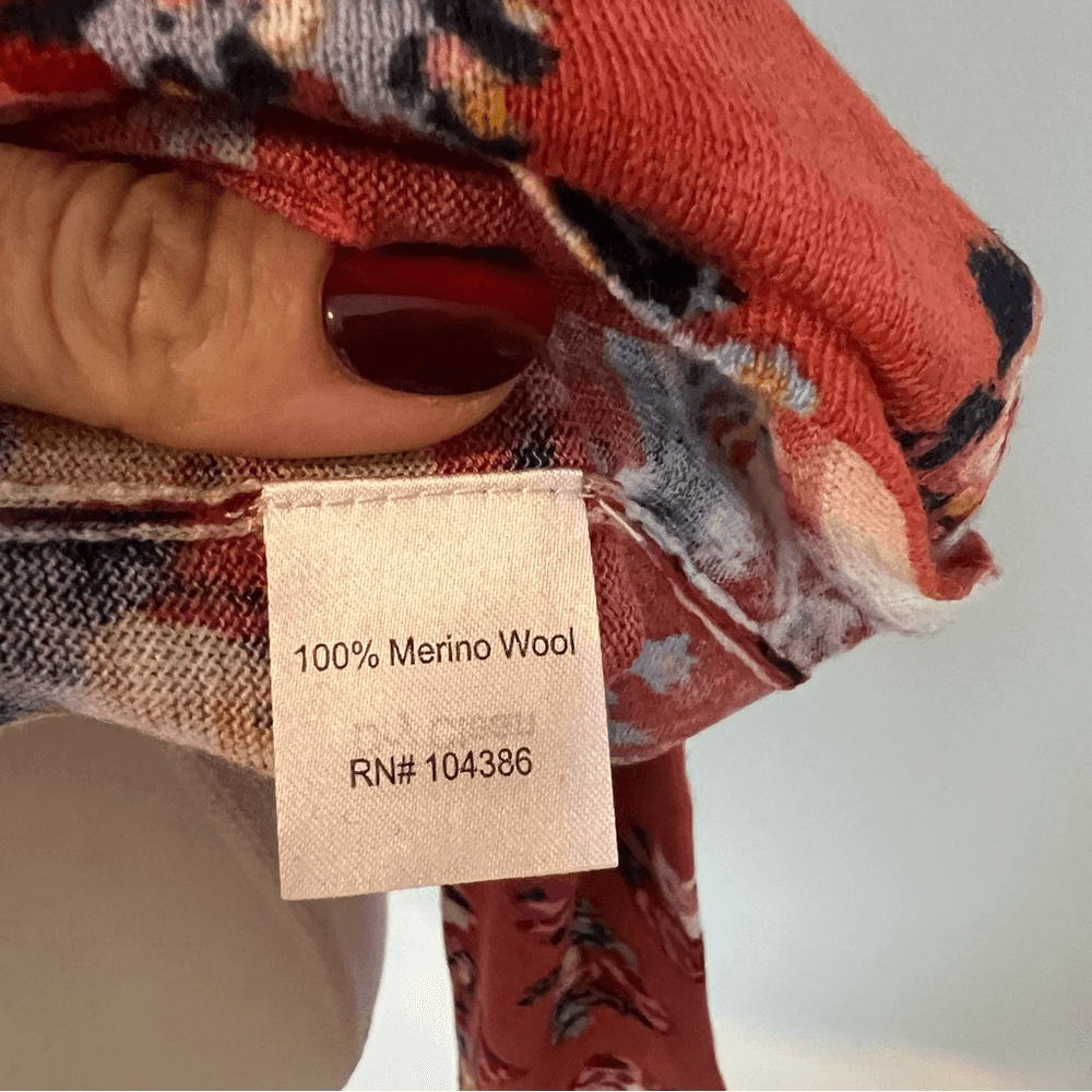 Garnet Hill Merino Wool Floral Knit Blouse Top Sweater Size Large