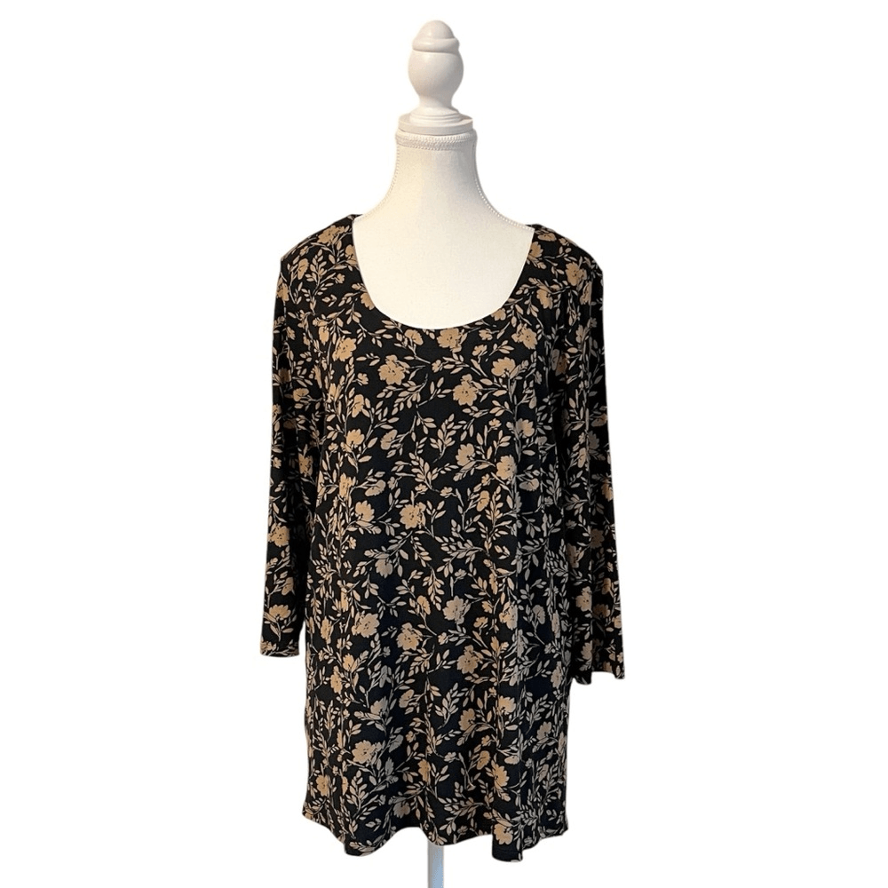 J. Jill Wearever Collection Floral Top Size LP 3/4 Sleeve