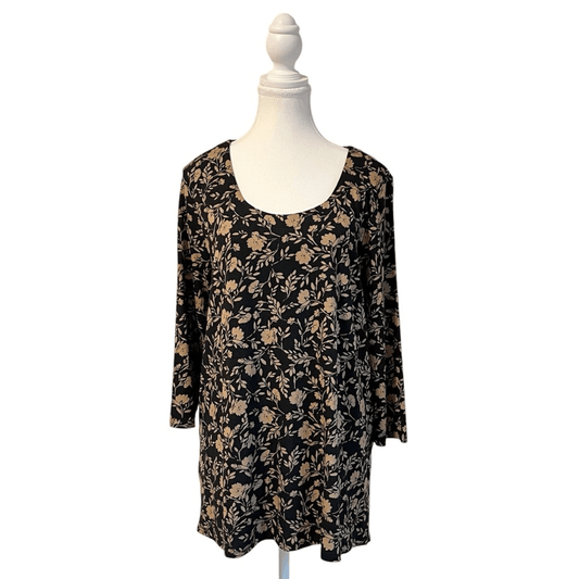 J. Jill Wearever Collection Floral Top Size LP 3/4 Sleeve
