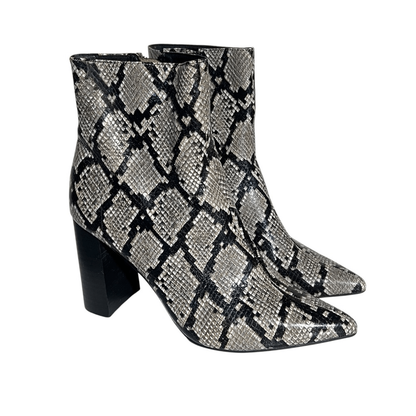 Jeffrey Campbell Raven Snake Print Heel Booties Size 8,5 M