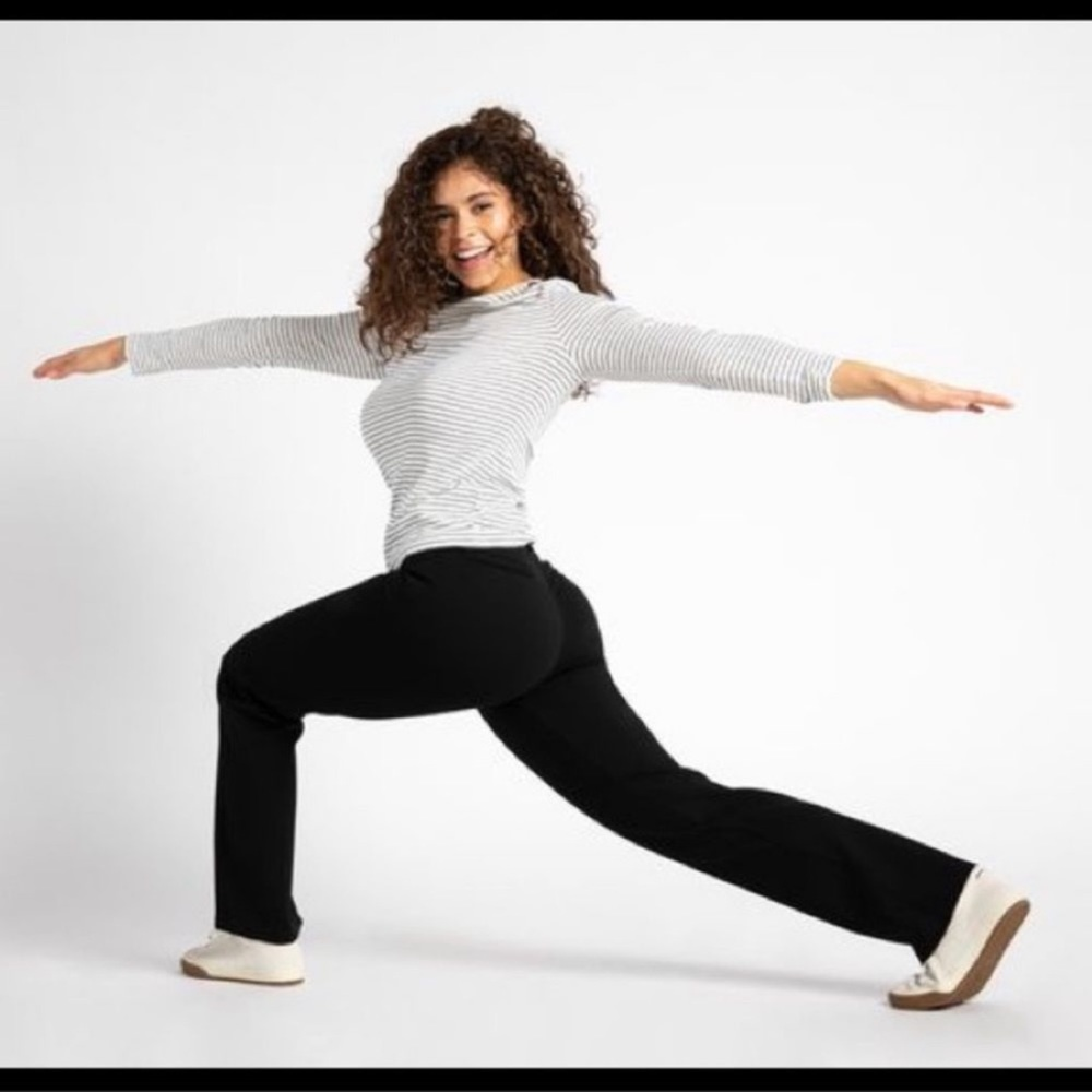 Betabrand Black Straight Leg Classic Dress Pant Yoga Pants Size L Petites