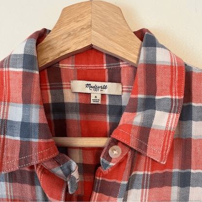Madewell Ex-Boyfriend Plaid Flannel Button Down Shirt Size Small Long Sleeve