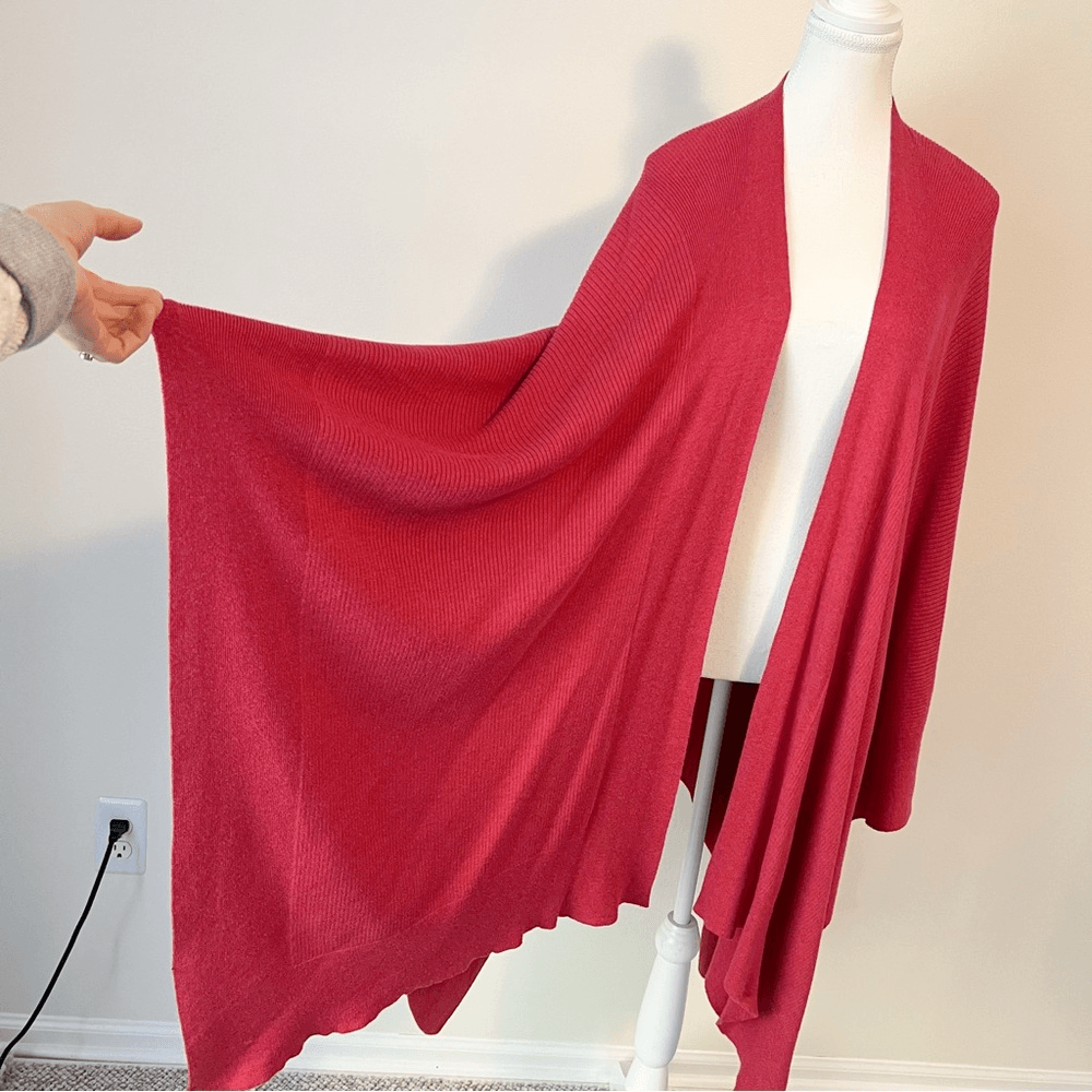 J. Jill  Ribbed Wrap Shawl Sweater Poncho One Size Pink Cotton Blend