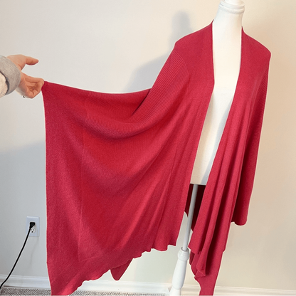 J. Jill  Ribbed Wrap Shawl Sweater Poncho One Size Pink Cotton Blend