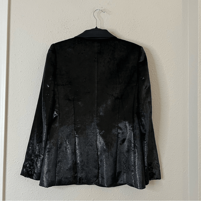FRAME Black Metallic Velvet Satin Blazer Jacket Size 2 Party Cocktail