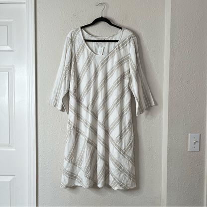 Soft Surroundings Equinox Striped Linen Sheath Dress NEW Plus Size 1X