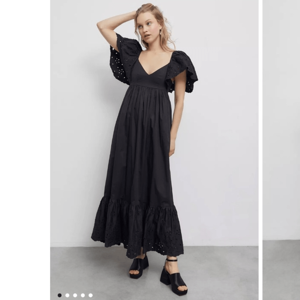 En Saison  Barnette Eyelet Midi Dress Black Size XS