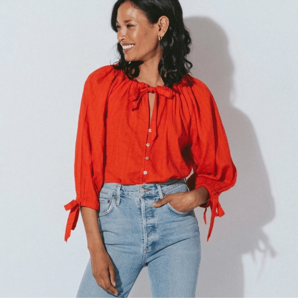 CLEOBELLA Rylan Blouse in Orange Size XS