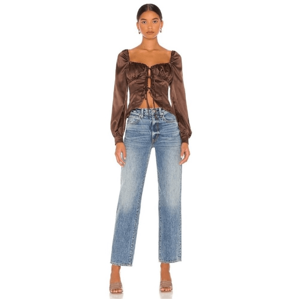 REVOLVE Majorelle Waldorf Top Chocolate Brown Size Small