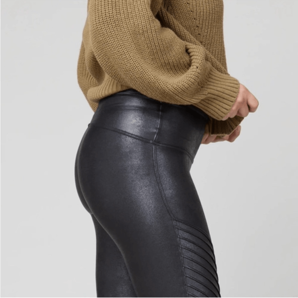 SPANX Faux Leather Moto Leggings Black NEW Plus Size 3X Petite