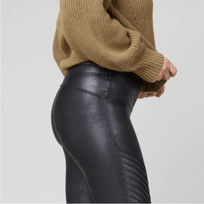 SPANX Faux Leather Moto Leggings Black NEW Plus Size 3X Petite