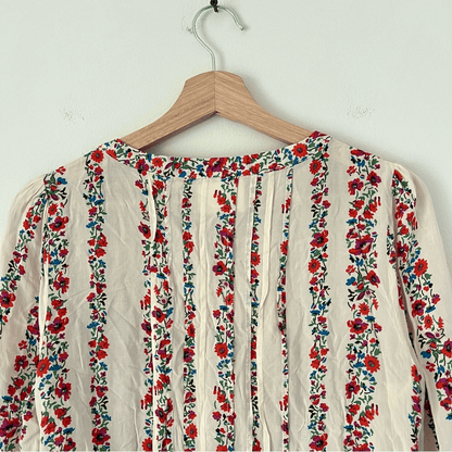 Anthropologie Maeve Hiver Boho Floral & Lace Bell Sleeve Peasant Blouse Size 6