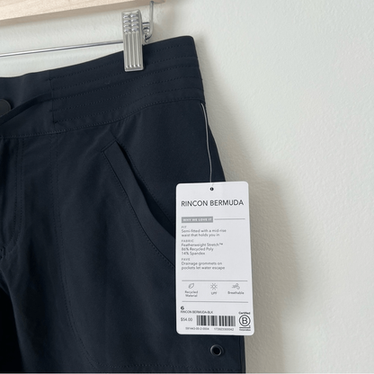 Athleta Rincon Black Athletic Bermuda Shorts NEW Size 6