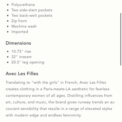 Anthropologie Avec Les Filles Faux Leather Pants NEW Size 8