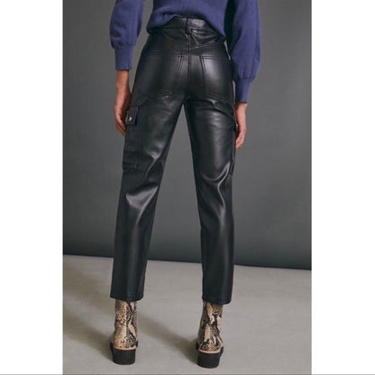 Anthropologie Avec Les Filles Gabi Vegan Faux Leather Utility Pants NEW Size XS