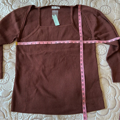 Anthropologie Ribbed Cut-Out Sweater Top NEW Plus Size 3X