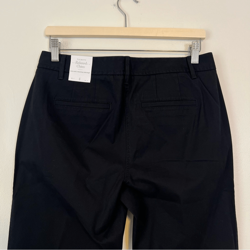 TALBOTS Relaxed Black Chino Pants NEW Size 4 Ankle Length