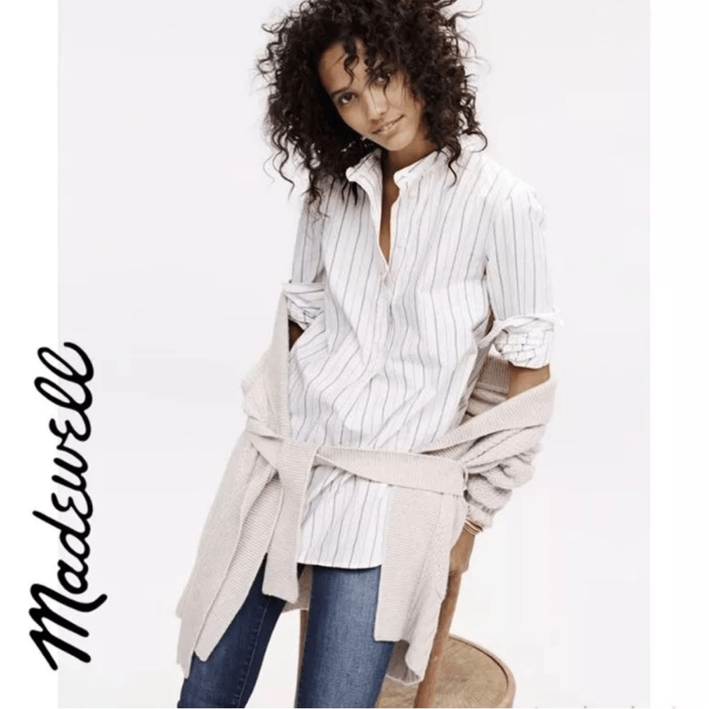 Madewell Striped The Perfect Tunic Shirt Size Small Long Sleeve