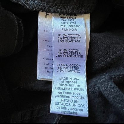 FRAME Le Skinny De Jeanne Raw Stagger Hem Jeans in Black Size 26